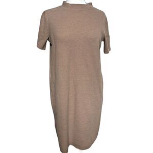 Zara Trafaluc Tan Ribbed Collared Mod Sweater Sheath Dress - Women S